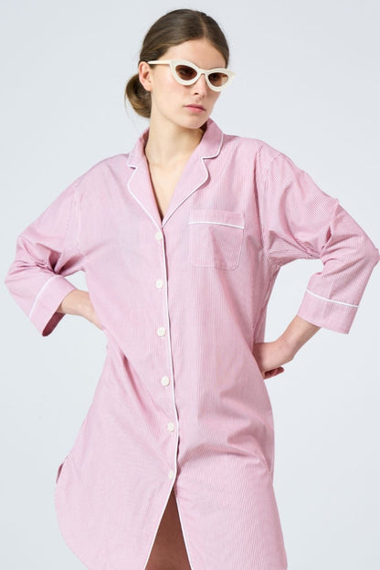 Eve Long Red & White Nightshirt