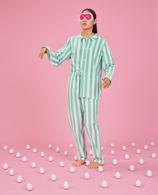 Uno Stripe Turquoise & White pyjama