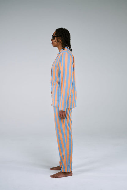 Uno Stripe Orange & Blue Pyjama Shirt