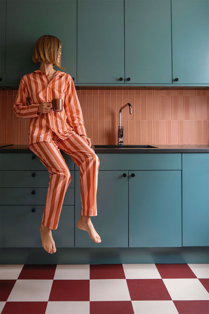 Uno Stripe Terracotta & Peach Pyjama - @Teklan edition