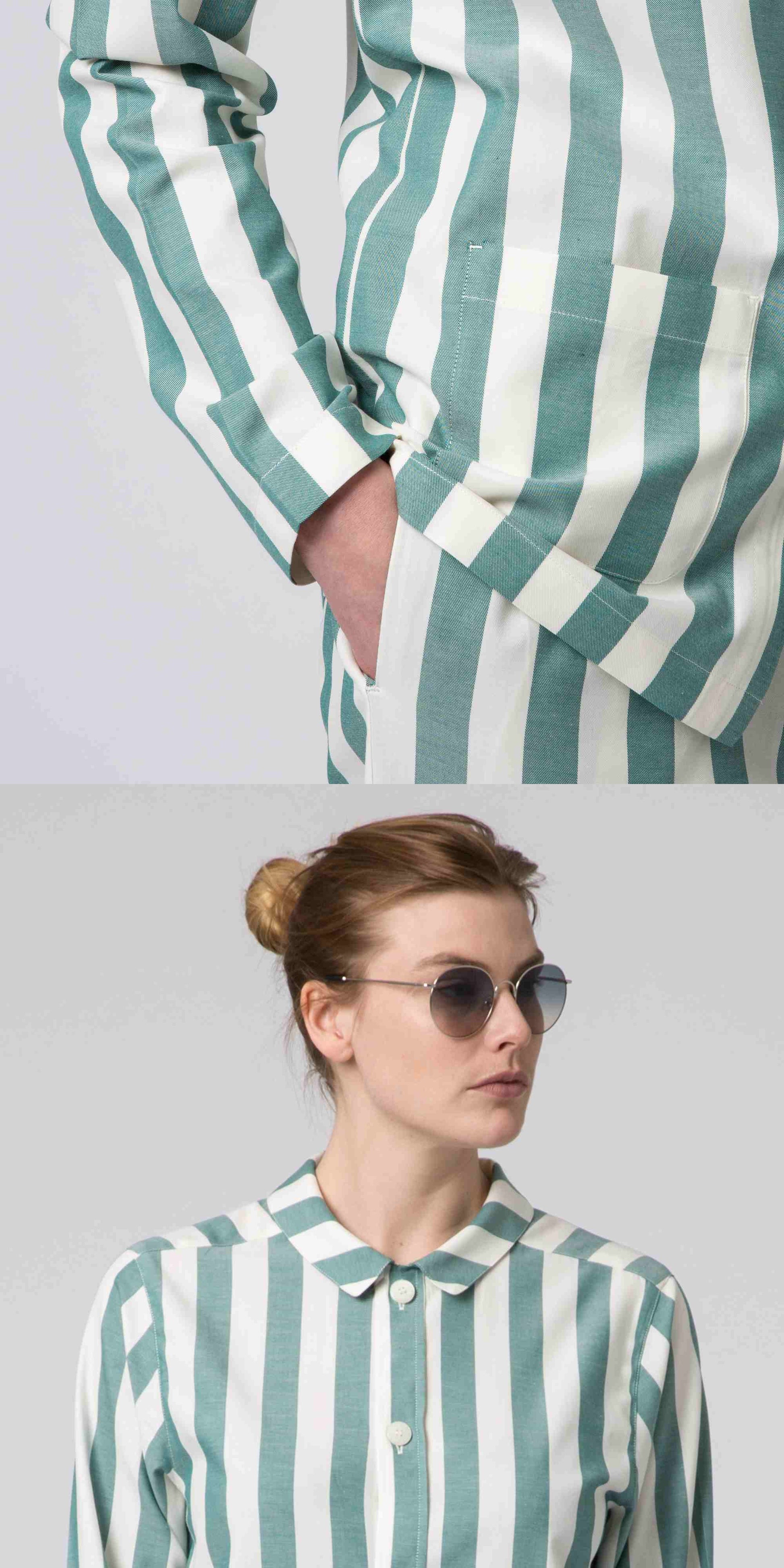 Uno Stripe Green & White Pyjama-3