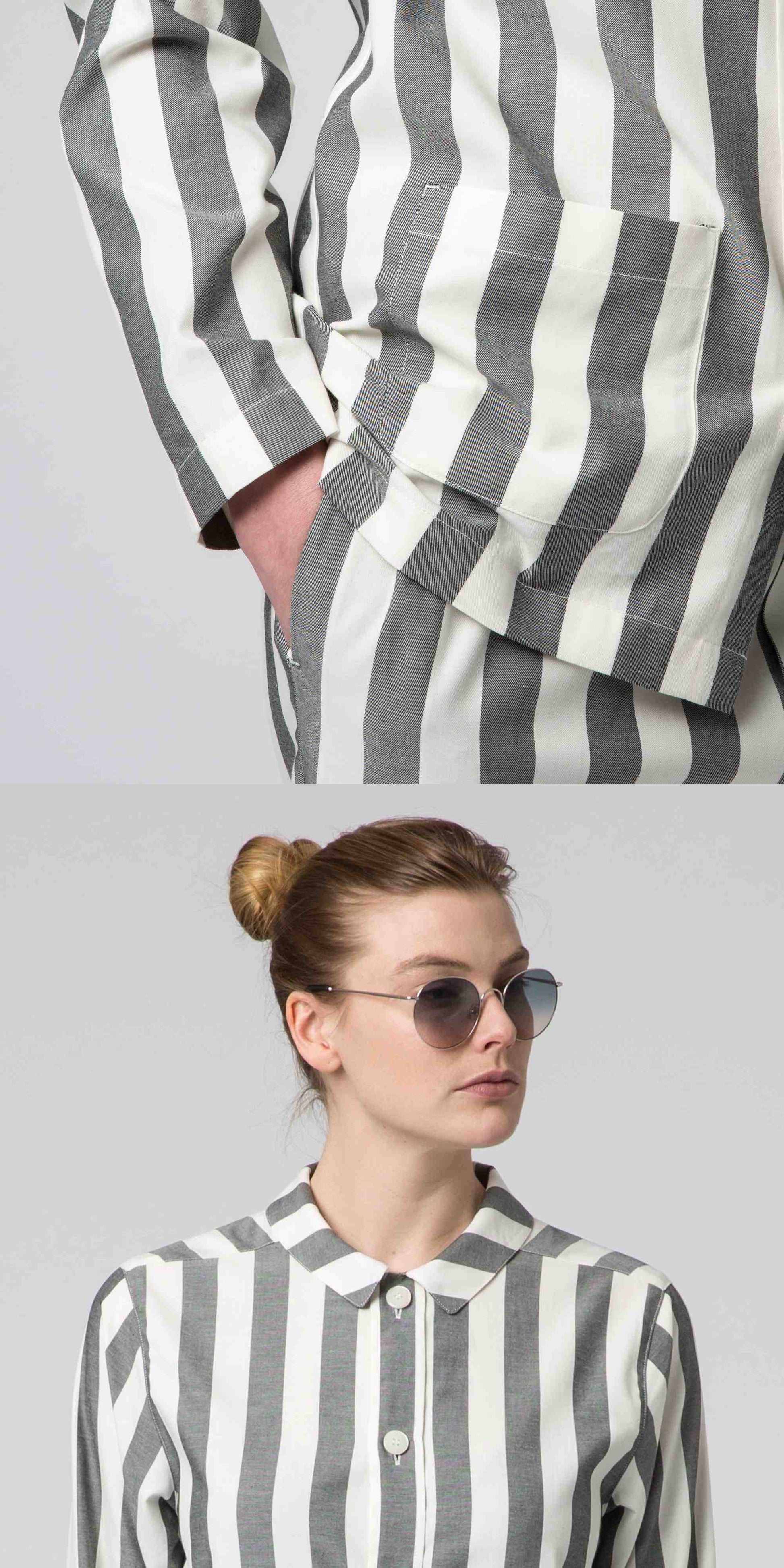 Uno Stripe Black & White Pyjama-3