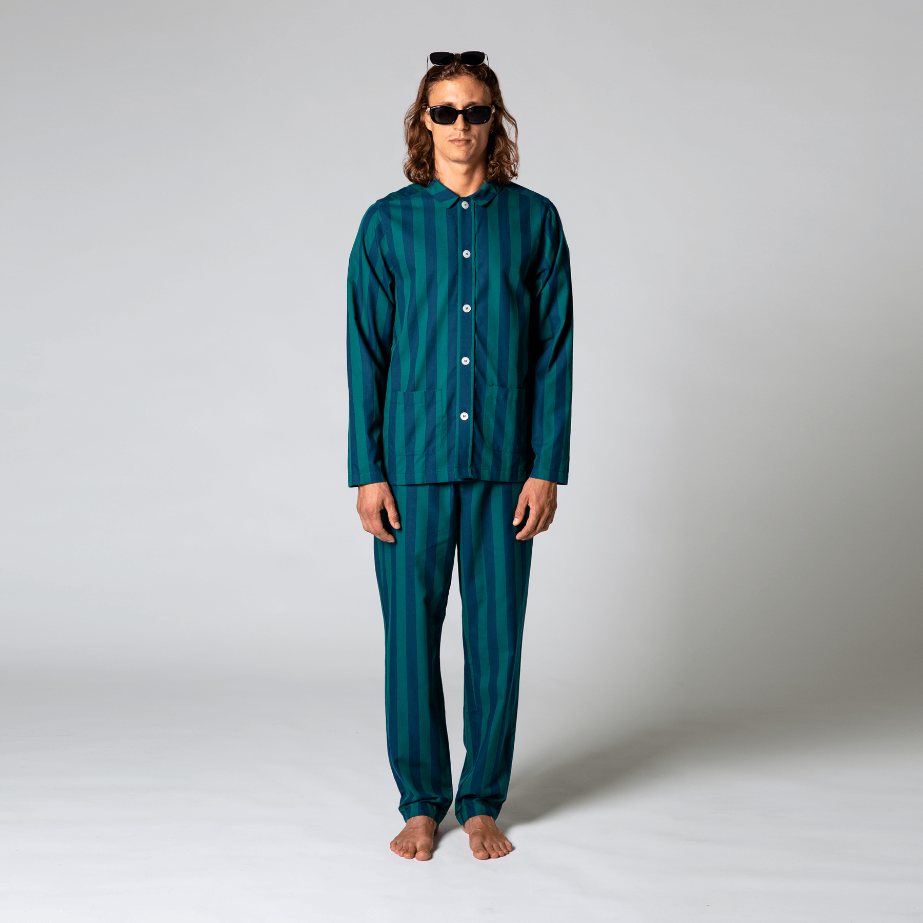 Uno Stripe Blue & Green Pyjama-1