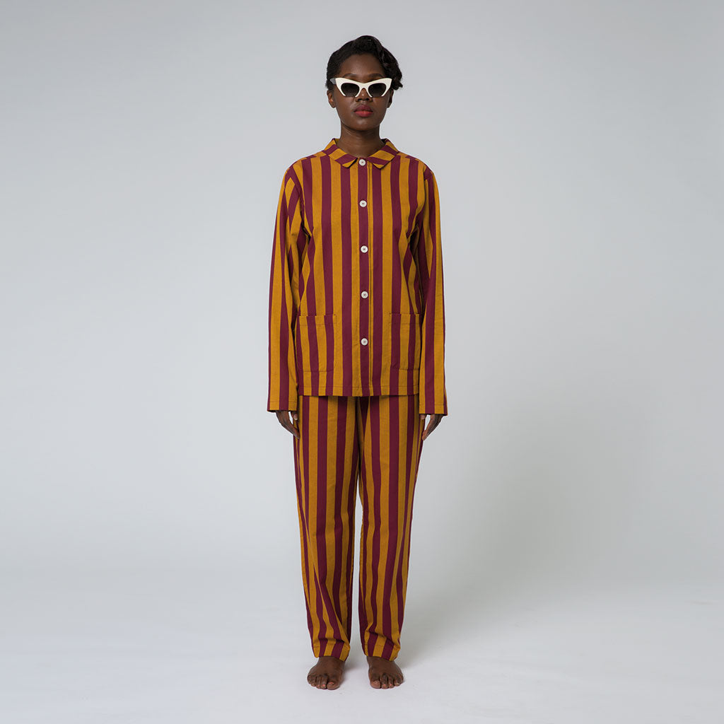 Uno Stripe Cabernet & Yellow Pyjama-1
