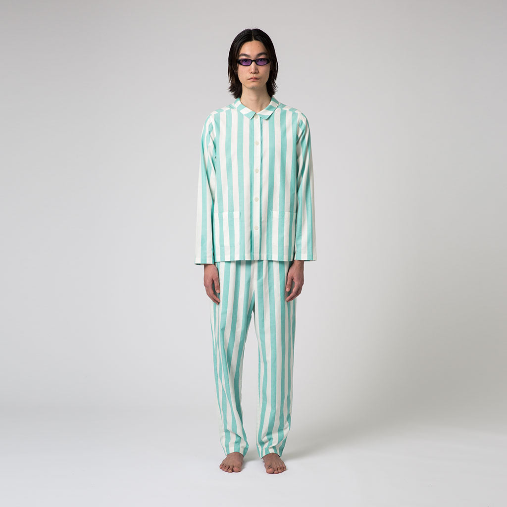 Uno Stripe Turquoise & White Pyjama-1